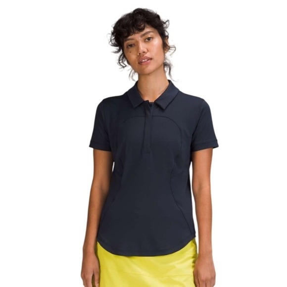 Lululemon Women's Quick-Drying Short Sleeve Polo Shirt, True Navy, Size 14 - Picture 1 of 8